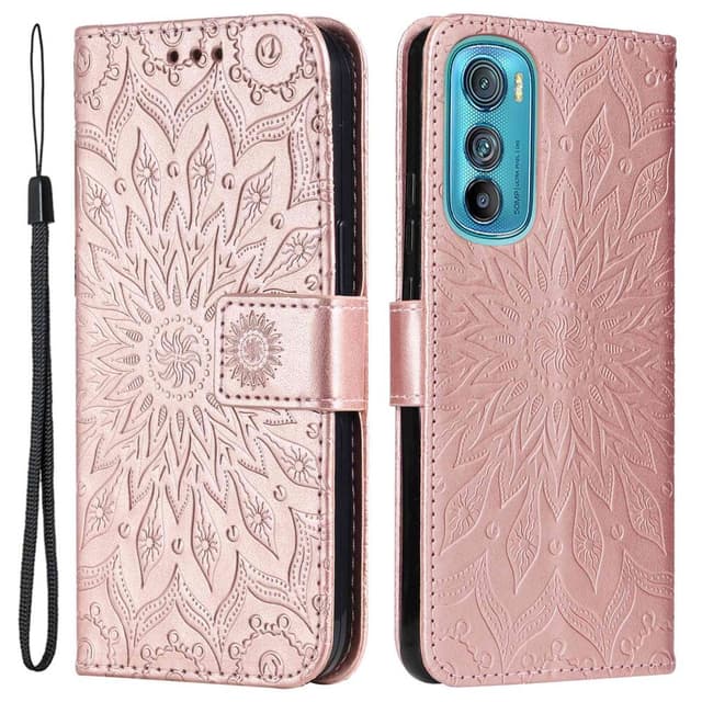 SKALO Motorola Edge 30 5G Mandala Flip Cover - Rosa guld