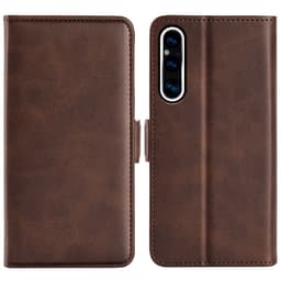 SKALO Sony Xperia 1 V Premium Wallet Lompakkokotelo - Ruskea