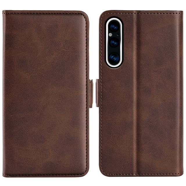 SKALO Sony Xperia 1 V Premium Wallet Lompakkokotelo - Ruskea