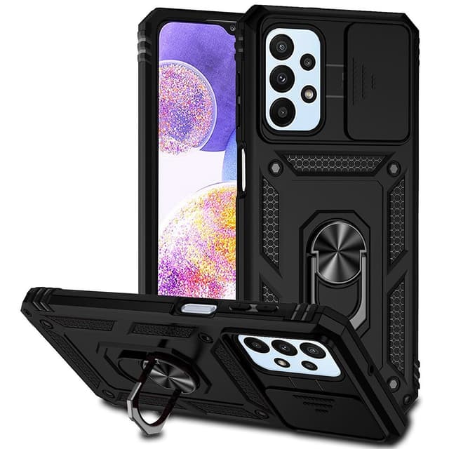 SKALO Samsung A23 5G Armor Hybrid Metal Ring Camera Slider - Sort