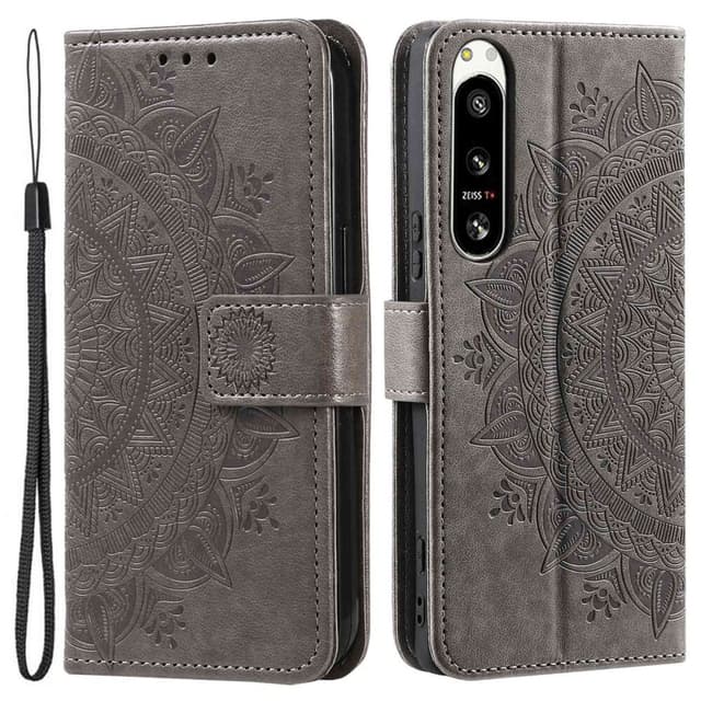 SKALO Sony Xperia 5 IV 5G Mandala Plånboksfodral - Grå
