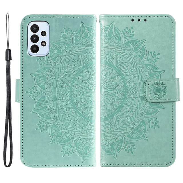 SKALO Samsung A23 5G Mandala lompakkokotelo - Turkoosi