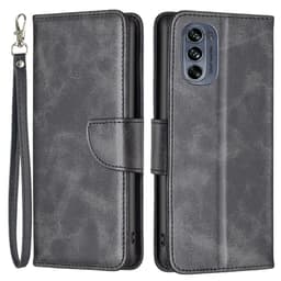 SKALO Motorola Moto G62 5G Flip Cover m. pung i PU-læder - Sort