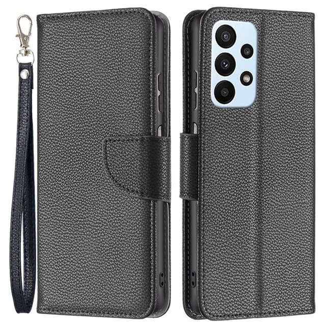 SKALO Samsung A23 5G Premium Litchi Flip Cover - Sort
