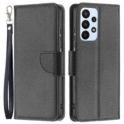 SKALO Samsung A23 5G Premium Litchi Plånbok - Svart