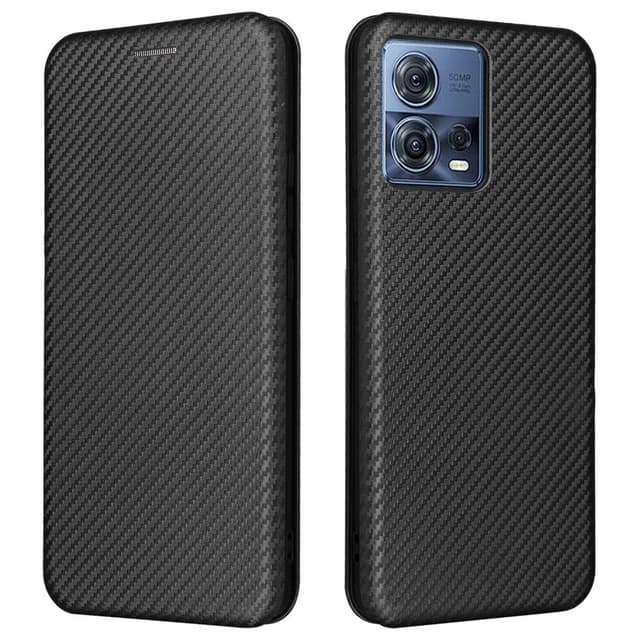 SKALO Motorola Edge 30 Fusion 5G Carbon Fiber Lompakkokotelo - Musta