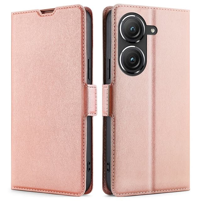 SKALO Asus Zenfone 9 5G Ultratunn Premium Plånboksfodral - Roséguld