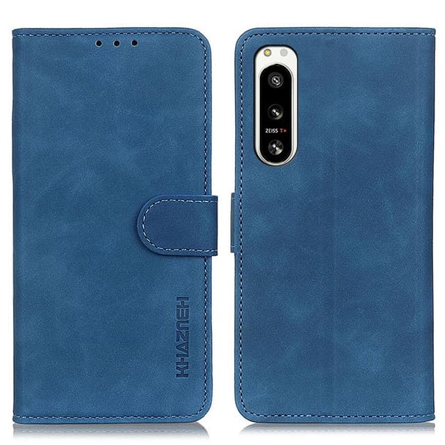 SKALO Sony Xperia 5 IV 5G KHAZNEH Lompakkokotelo PU-nahasta - Sininen