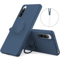 SKALO Sony Xperia 10 V Ultratynd silikonecover med ring - Blå