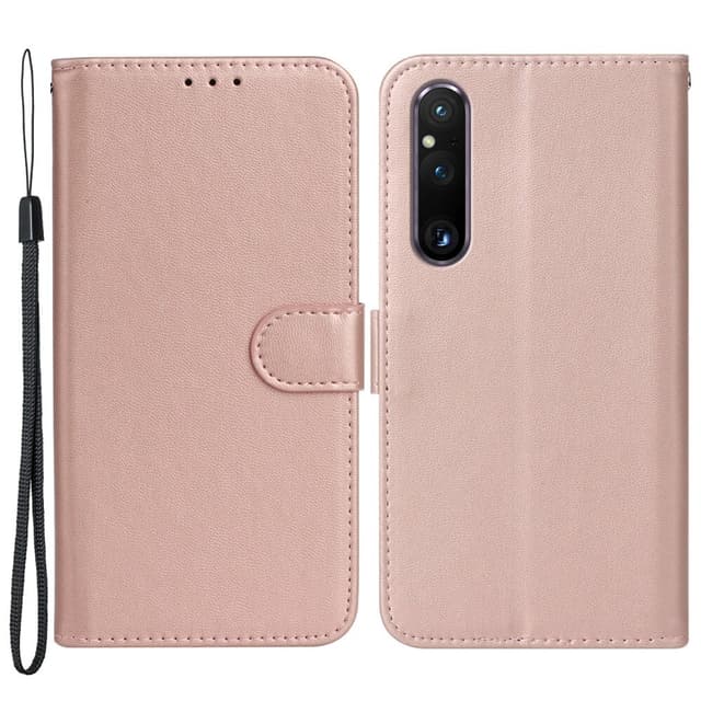 SKALO Sony Xperia 1 V Lompakkokotelo PU-nahkaa - Ruusukulta