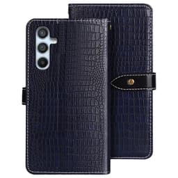 SKALO Samsung A54 5G Krokodille Flip Cover m. pung i PU-læder - Blå