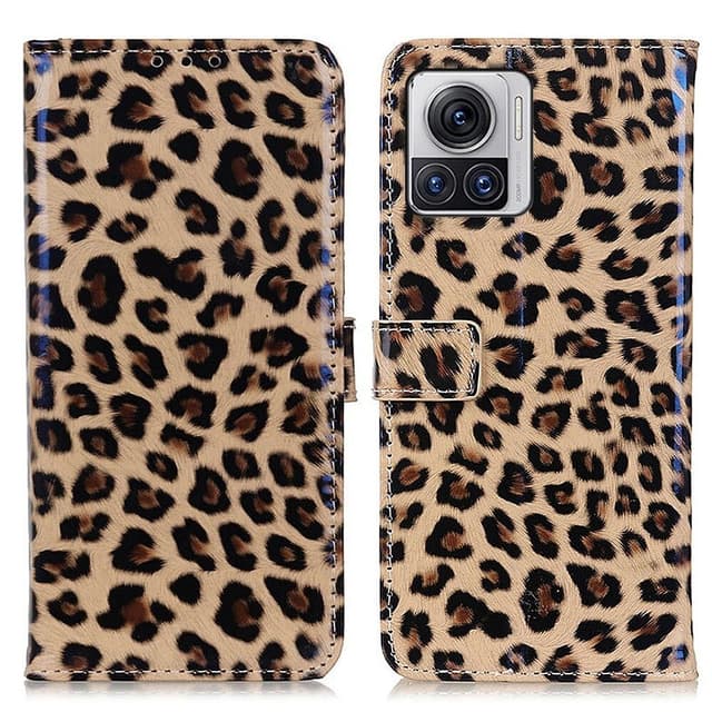 SKALO Motorola Edge 30 Ultra 5G Leopard mönstrad Plånboksfodral i PU Läder