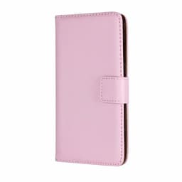 SKALO iPhone 14 Plus Flip Cover m. Pung i Ægte Læder - Lyserød