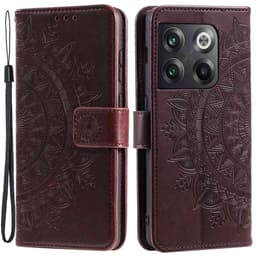 SKALO OnePlus 10T 5G Mandala lompakkokotelo - Ruskea