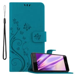 Huawei Y5 2017 / Y6 2017 lommebokdeksel Blomster (blå)