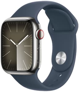 Apple Watch S9 41mm GPS+CEL (hopea SS/myrskynsininen Sport Band) M/L