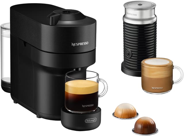 Nespresso Vertuo POP kapselmaskin + melkeskummer fra DeLonghi ENV90.BAE