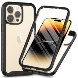 SKALO iPhone 15 Pro Max Shockproof Clear Hybrid Skal + Skärmskydd - Svart