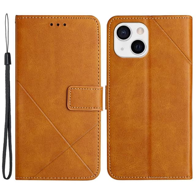 SKALO iPhone 15 Embossed Plånboksfodral i PU-Läder - Ljusbrun