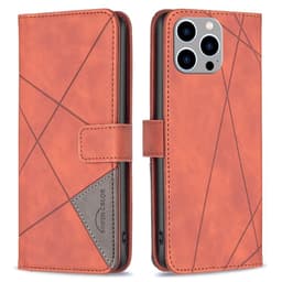 iPhone 15 Pro Max BINFEN COLOR Præget Flip Cover - Brun