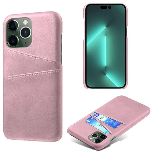 SKALO iPhone 15 Pro PU-Läder Korthållare Skal - Roséguld