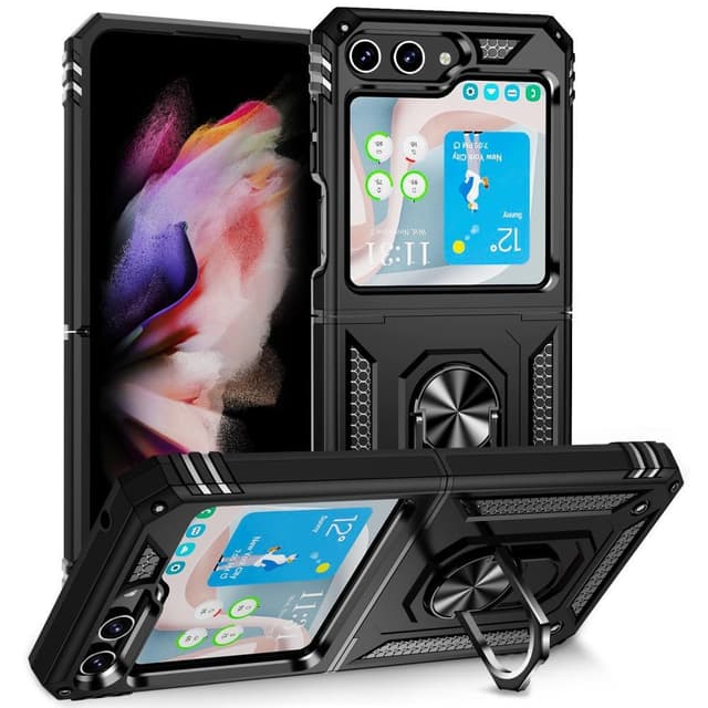 SKALO Samsung Z Flip5 Armor Hybrid Metallring skal - Svart