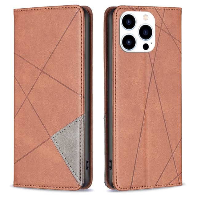 iPhone 15 Pro BINFEN COLOR Embossed Plånboksfodral - Brun