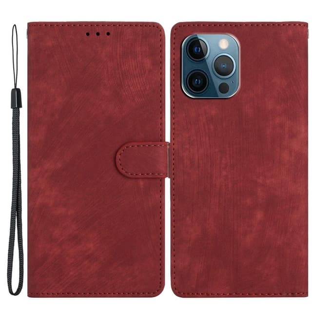 SKALO iPhone 15 Pro Max Flip Cover m. pung i PU-læder - Rød
