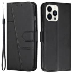 SKALO iPhone 15 Pro Embossed Triangle Lompakkokotelo - Musta