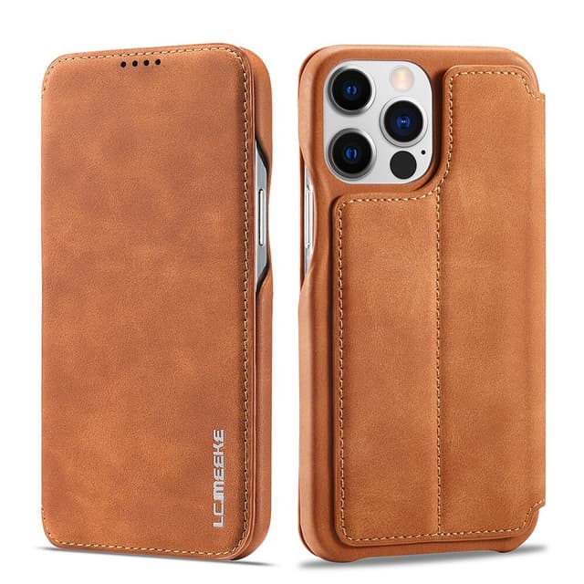 SKALO iPhone 15 Pro LC.IMEEKE Pungetui i PU-læder - Brun