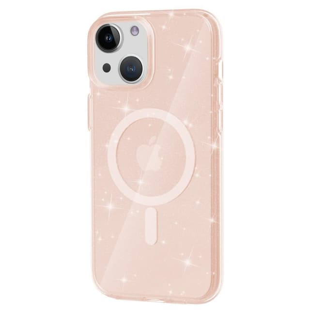 SKALO iPhone 15 Glitter Magnetring TPU Skal - Guld