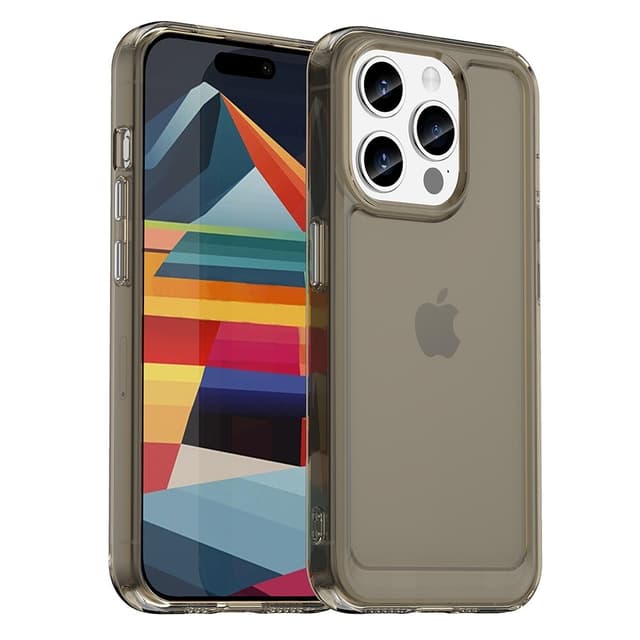 SKALO iPhone 15 Pro Transparent TPU Metalknappar Skal - Grå