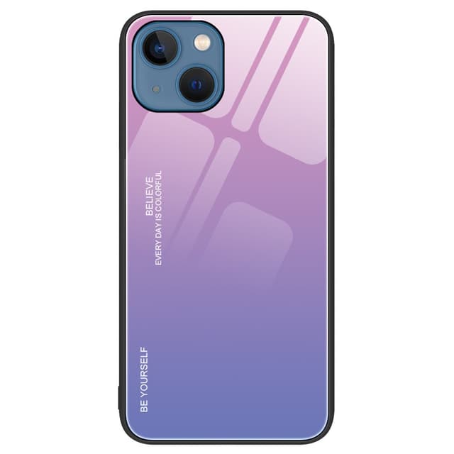 SKALO iPhone 15 Plus Gradient Härdat Glas TPU-skal - Rosa-Lila