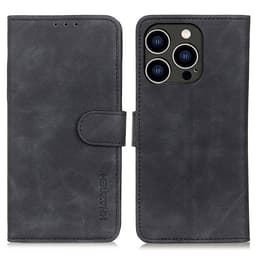SKALO iPhone 15 Pro Max KHAZNEH Lompakkokotelo PU-nahasta - Musta