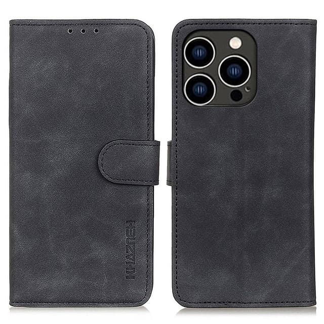 SKALO iPhone 15 Pro Max KHAZNEH Lompakkokotelo PU-nahasta - Musta