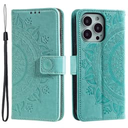 SKALO iPhone 15 Pro Mandala Plånboksfodral - Turkos