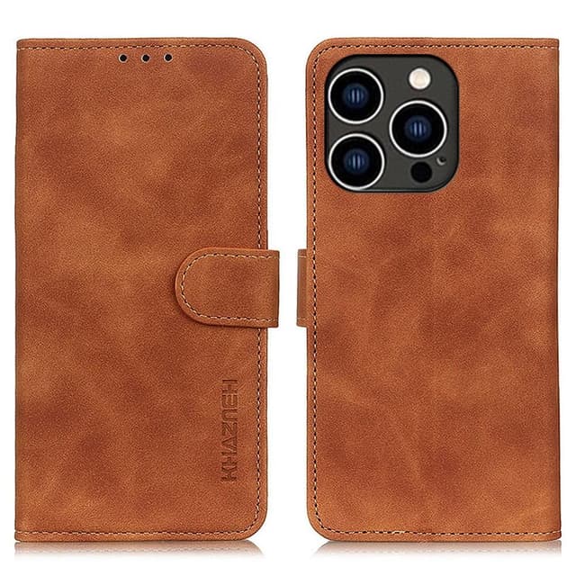 SKALO iPhone 15 Pro Max KHAZNEH Plånboksfodral i PU-Läder - Brun