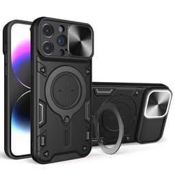 SKALO iPhone 15 Pro Max Armor Hybrid Magnet Ring Camera Slider - Sort