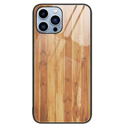 SKALO iPhone 15 Pro Max Wood Härdat Glas TPU-skal - Brun