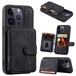 SKALO iPhone 15 Pro Max PU-læder Cover med Pung - Sort
