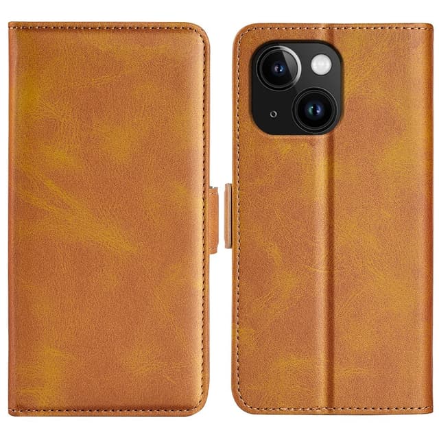 SKALO iPhone 15 Plus Premium Wallet Flip Cover - Lys brun
