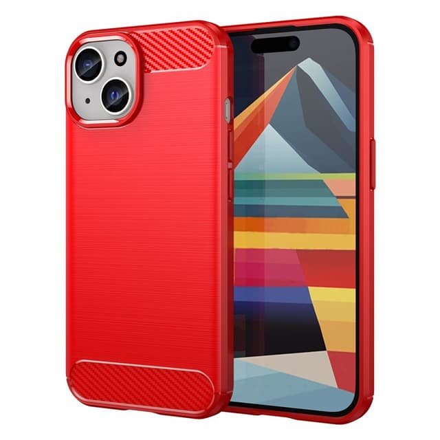 SKALO iPhone 15 Plus Armor Carbon Stødsikker TPU-cover - Rød