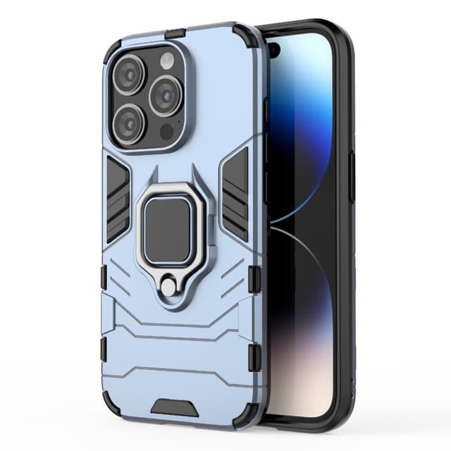 SKALO iPhone 15 Pro Max Armor Hybrid Metallring skal - Blå