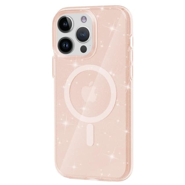 SKALO iPhone 15 Pro Max Glitter Magnetring TPU Skal - Guld