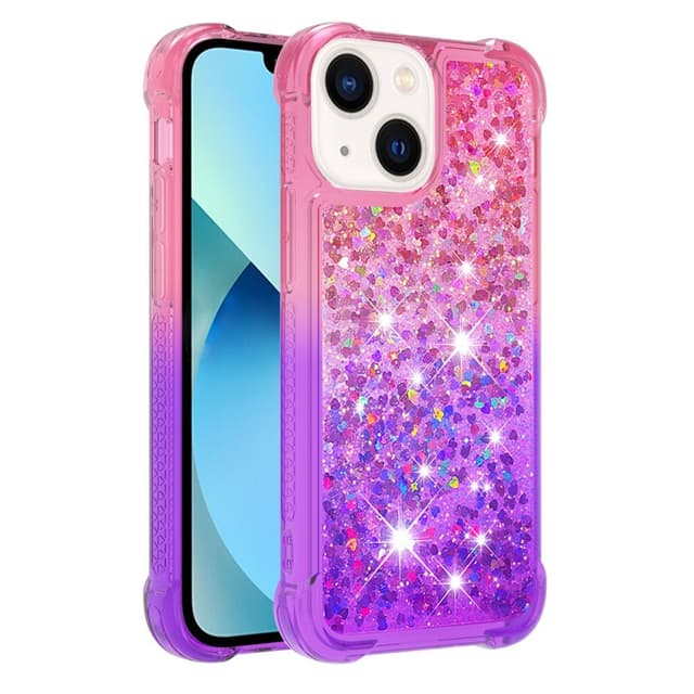 SKALO iPhone 15 Plus Kvicksand Glitter Hjärtan TPU-skal - Rosa-Lila