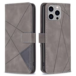 iPhone 15 Pro Max BINFEN COLOR Præget Flip Cover - Grå