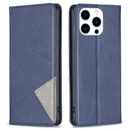 iPhone 15 Pro BINFEN COLOR Præget Flip Cover - Blå