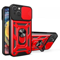 SKALO iPhone 15 Armor Hybrid Metallring Kameraslider - Röd