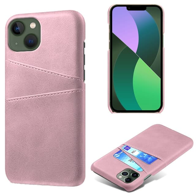 SKALO iPhone 15 PU-Läder Korthållare Skal - Roséguld