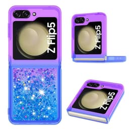 SKALO Samsung Z Flip5 Juoksuhiekka Glitter Sydämet TPU kuori - Violetti-Sininen